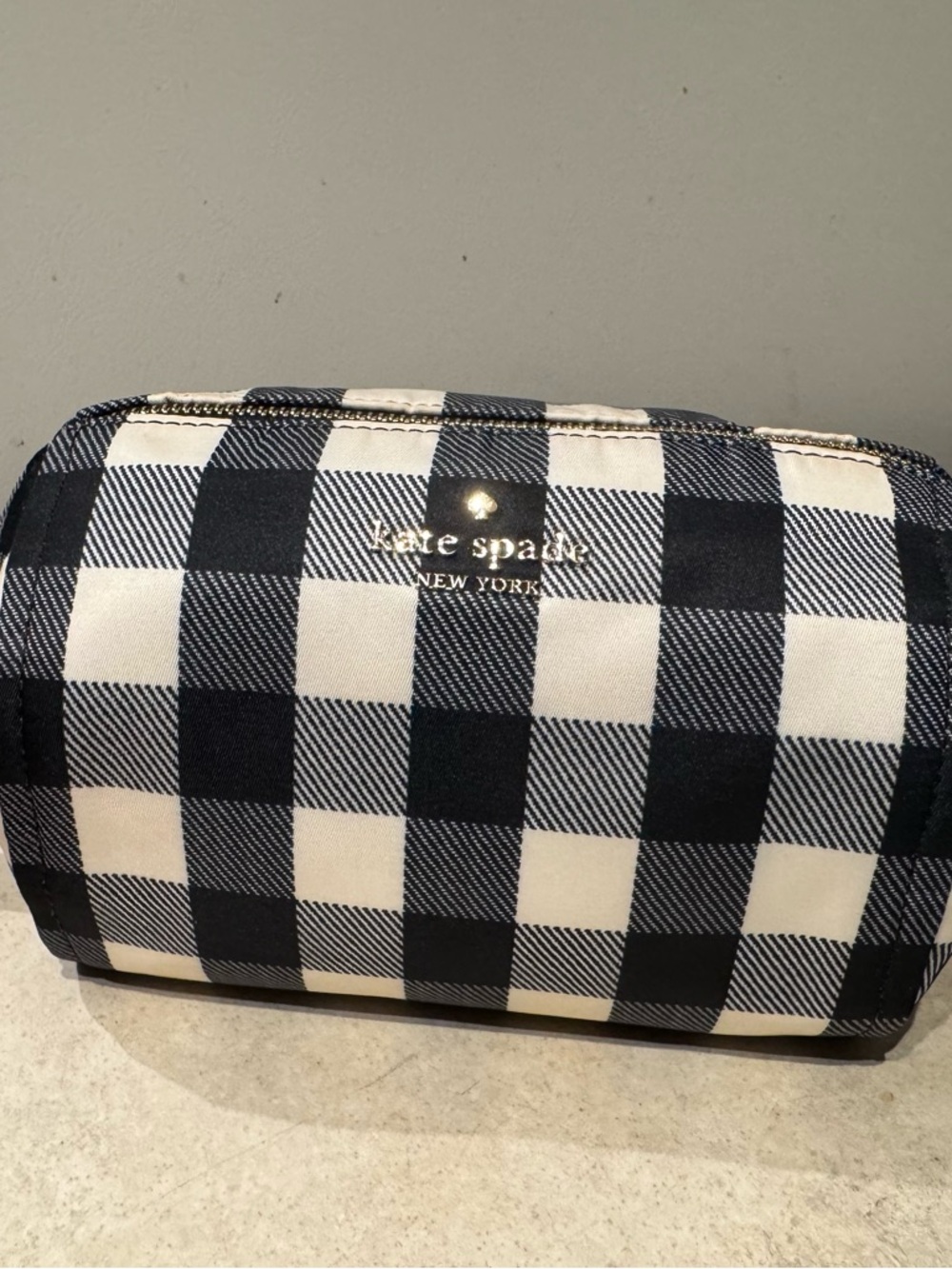 kate spade Chelsea Black and White Gingham Toiletry Pouch - Picture 5 of 6